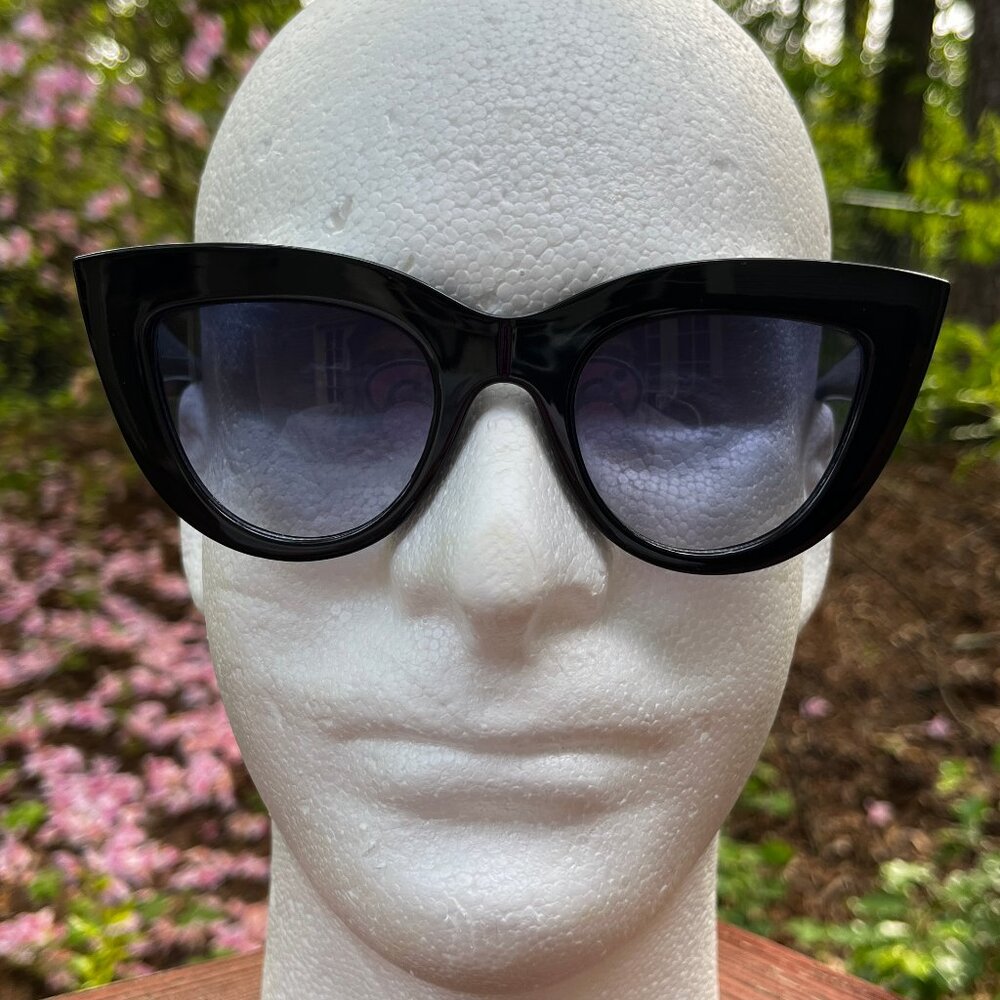 Sunglasses with Cat Eye Frames Blue Tinted Gradient Lenses Eyewear